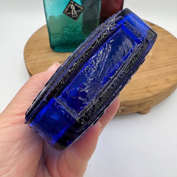 VTG set of 3 Vidrios de levante Cobalt Blue Turquoise purple Embossed Recycled - Picture 12 of 12
